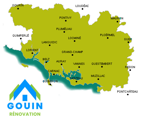 GOUIN RÉNOVATION COUVREUR AURAY : Artisan couvreur sur Auray et dans tout le Morbihan (56) : Réparation, rénovation de toitures et gouttières. Intervention d’urgence après tempête sur toiture en ardoise. Nettoyage et démoussage de toiture. Résine hydrofuge toiture. Nettoyage, réparation et peinture de façades. Nettoyage des extérieurs. Afin de vous garantir un service de proximité, l’entreprise GOUIN RÉNOVATION COUVREUR AURAY, basé sur Auray (56) intervient dans tout le Morbihan (56). 
